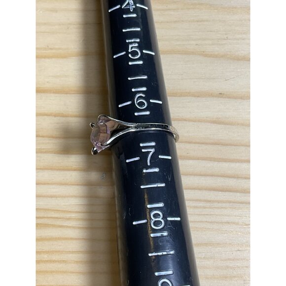 Silver Tone Banded Ring with Purple Center Stone - Picture 4 of 4